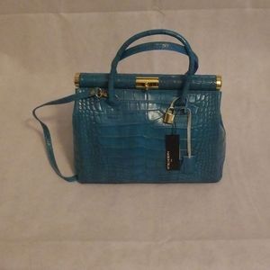Made in Italia Leather Crocodile  Satchel